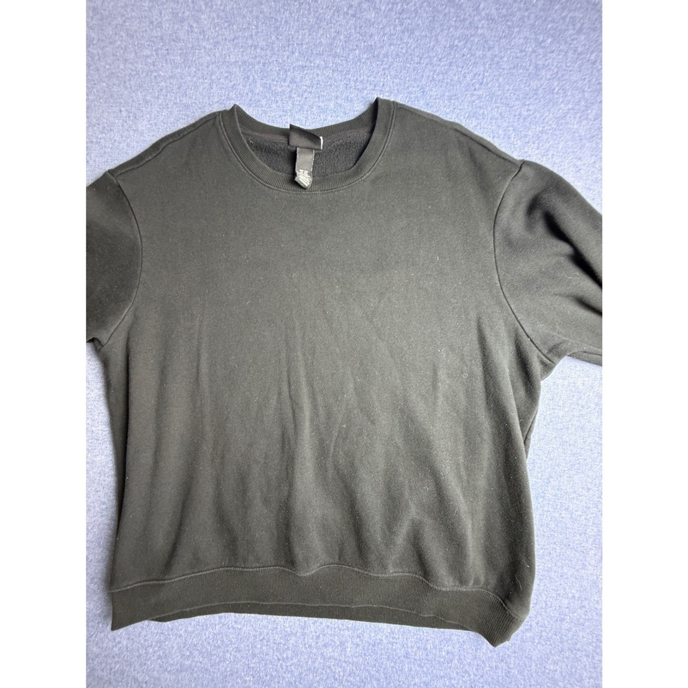 H&M Mens Relaxed Fit Crewneck Sweatshirt Black XXL Fleece Pullover 0118